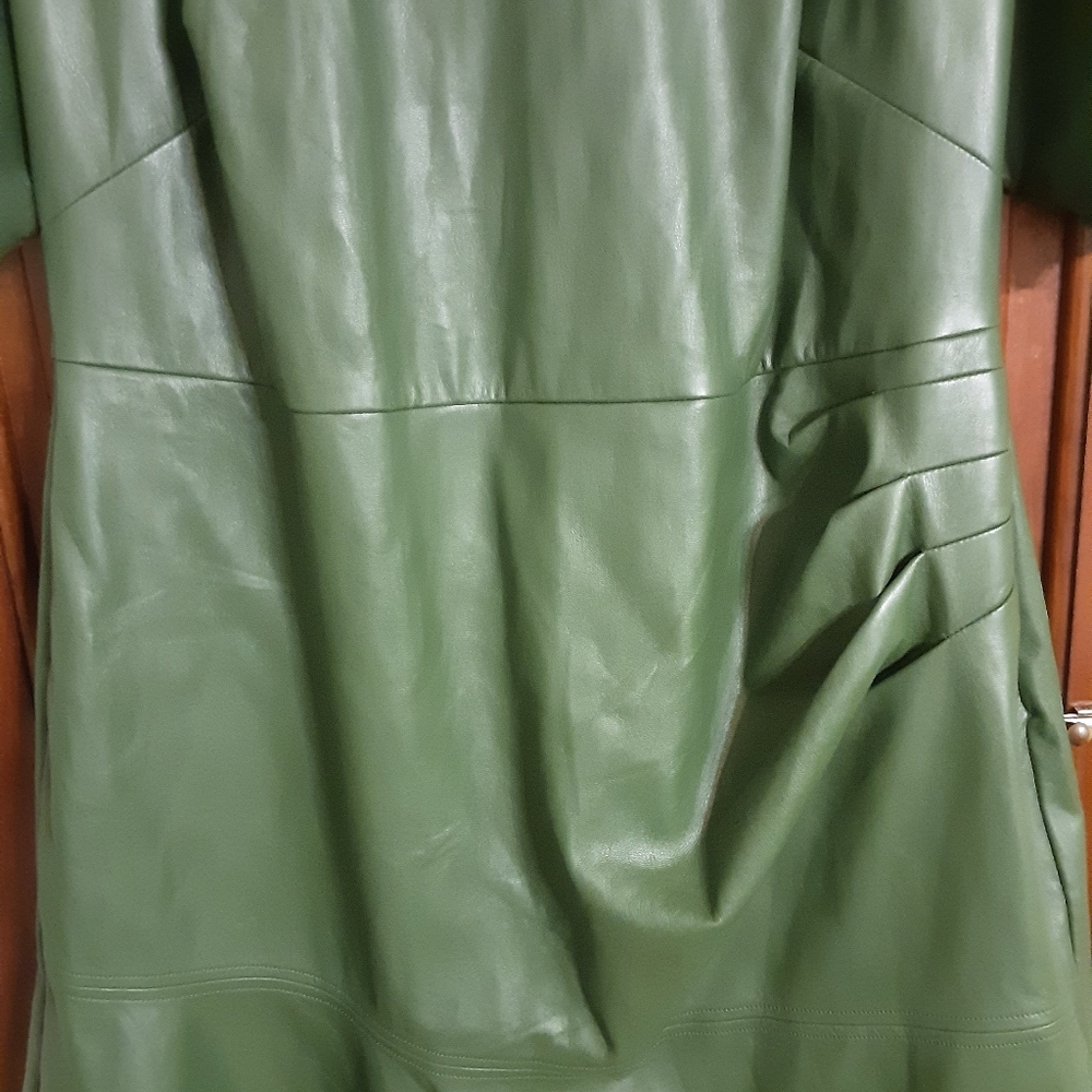 Women's Faux  Green Leather Dress Size 18 - Picture 3 of 6